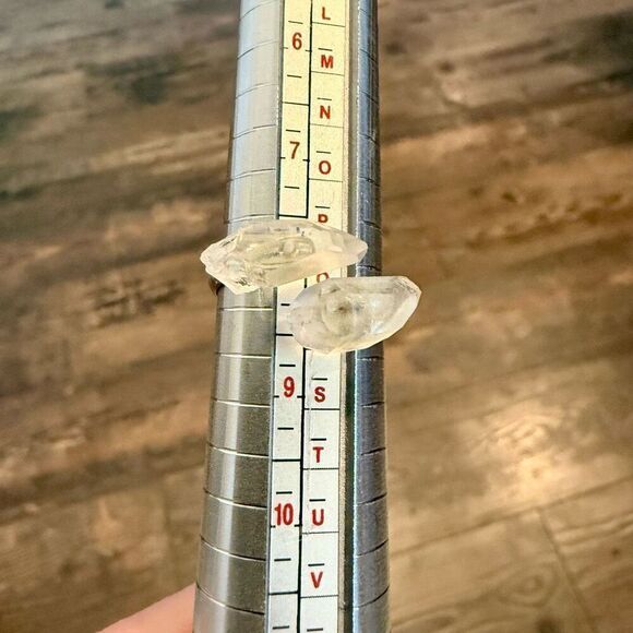 Natural Raw Herkimer Diamond Sterling Silver Adjustable Double Stone Ring New - Picture 2 of 8